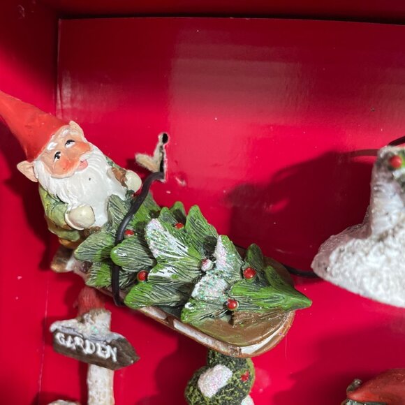 Winter Wonder Lane 6 Pc Fairy Garden Set Christmas Birch Tree House Elves Skiing - Picture 8 of 11